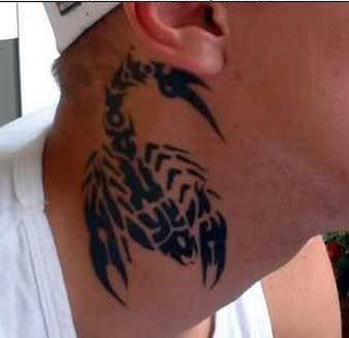 Tribals Scorpio Tattoos On Neck Men's