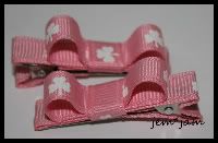 Pink Shamrock Mini Bow Clippies