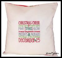 'Christmas Cheer' Embroidered Pillow