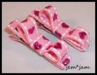 Pink Heart Mini Bow Clippies