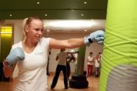 caroline wozniacki boxing class with gloves on