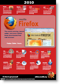 Scarica gratuitamente il calendario 2010 Firefox Mozilla!