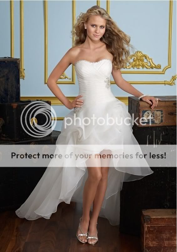 White&Ivory Short Beach Wedding Bride Princess Dress Gown Size 32 34