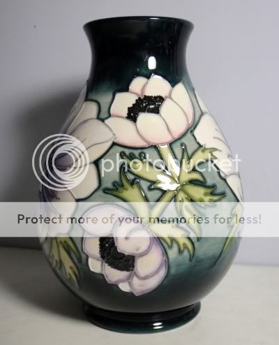   Moorcroft vase features a trial colourway of Walter Moorcrofts
